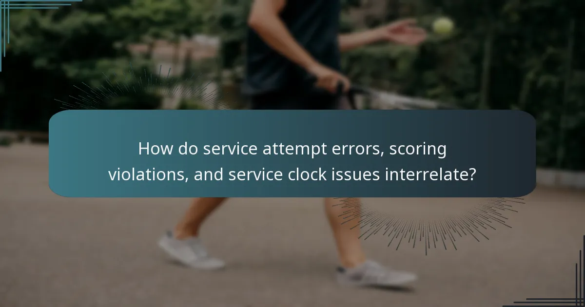 How do service attempt errors, scoring violations, and service clock issues interrelate?